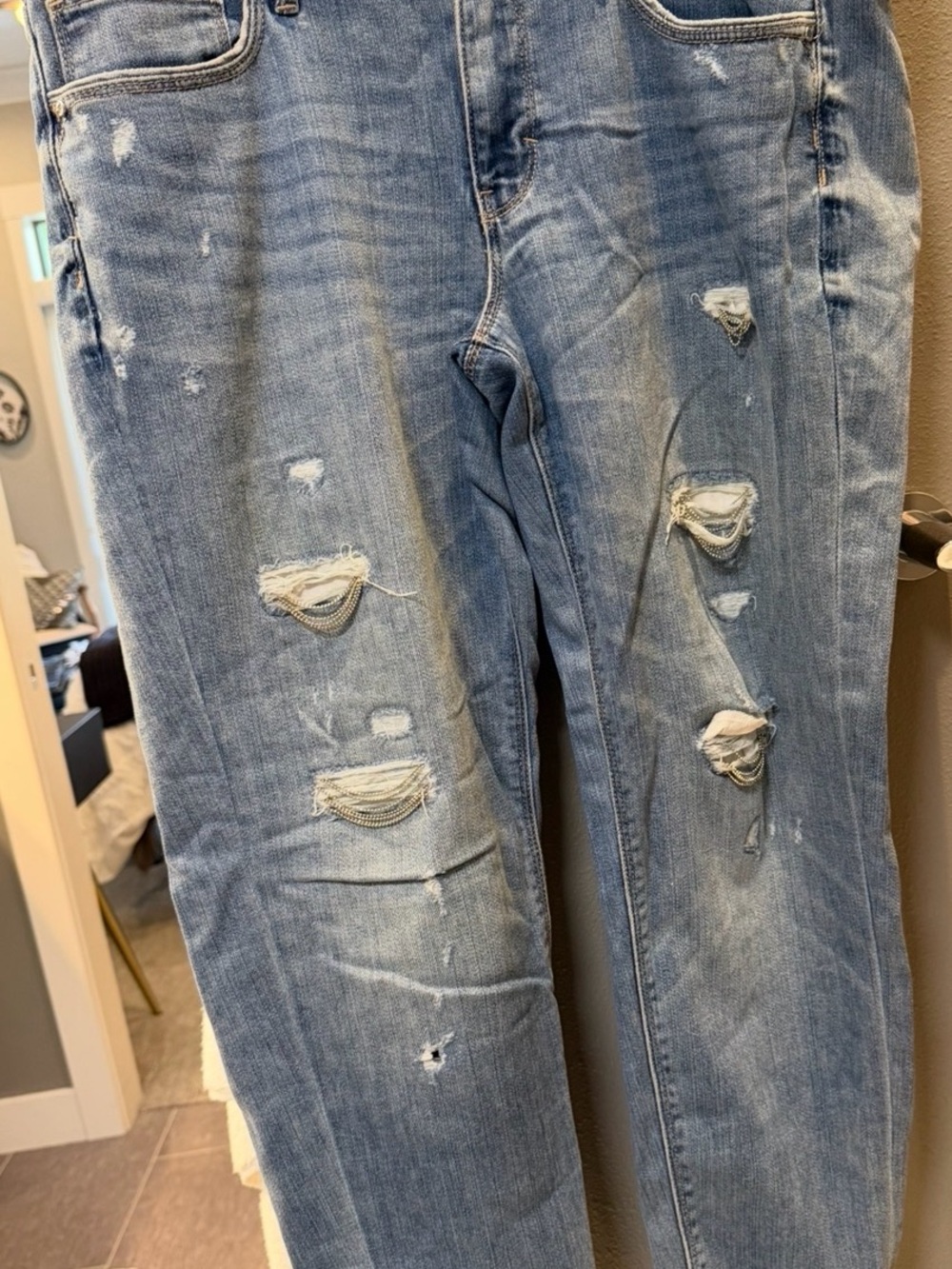 White House Black Market Light Wash Distressed Boyfriend Jeans
